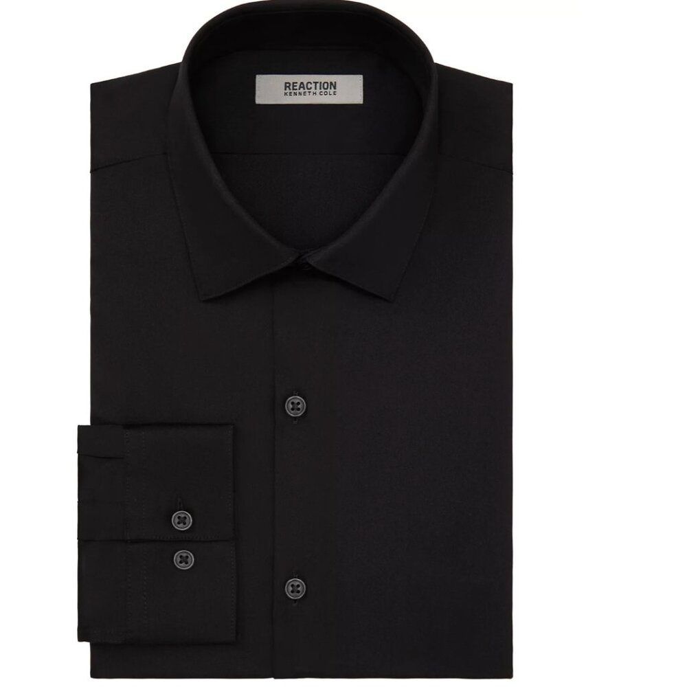 Kenneth Cole Reaction | Men's Slim Fit Stretch Dress Shirt - Black